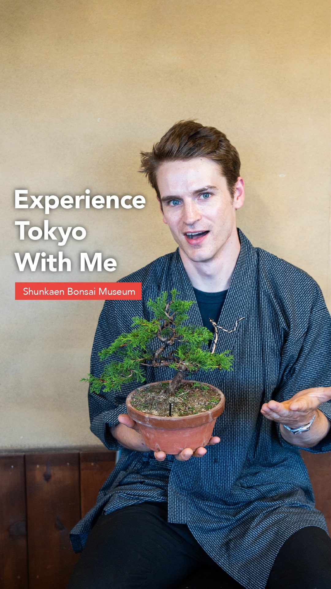 Instagram post by @anton.injapan for Tokyo Tokyo. Caption reads: Bonsai Experience: Discover Living Art with Anton....