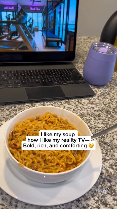 Instagram post by @katieskitchenasmr for Nongshim. Caption reads: Colder weather means hotter soup 🍜....