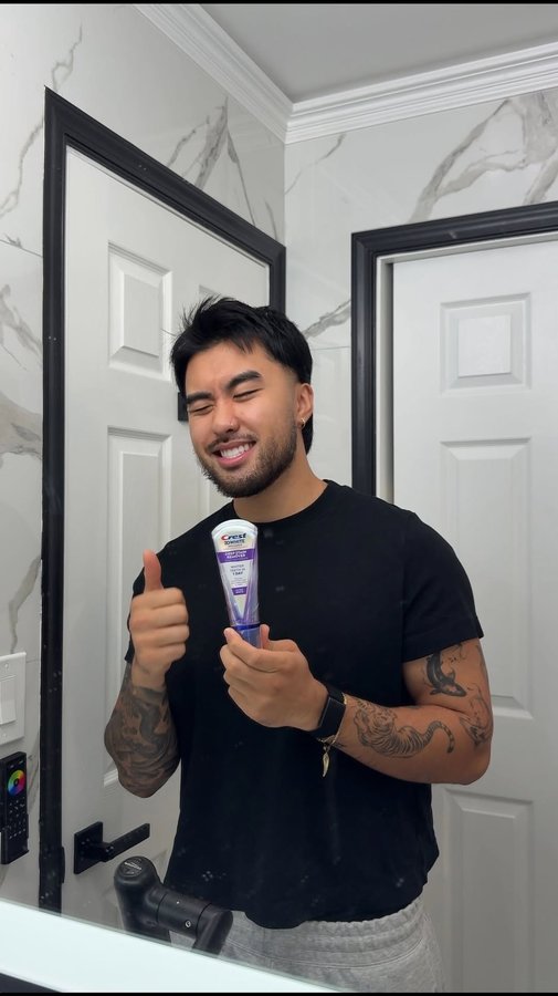 Instagram post by @alexthanhn for Crest. Caption reads: #CrestPartner #Ad Okay but…why did no one tell me....