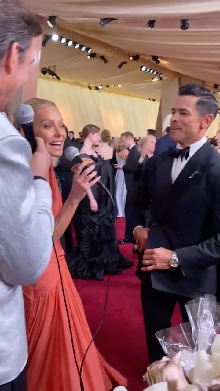 Instagram post by @livekellyandmark for Allstate. Caption reads: Hi Kelly and Mark! 😂😂😂 #Oscars2025....