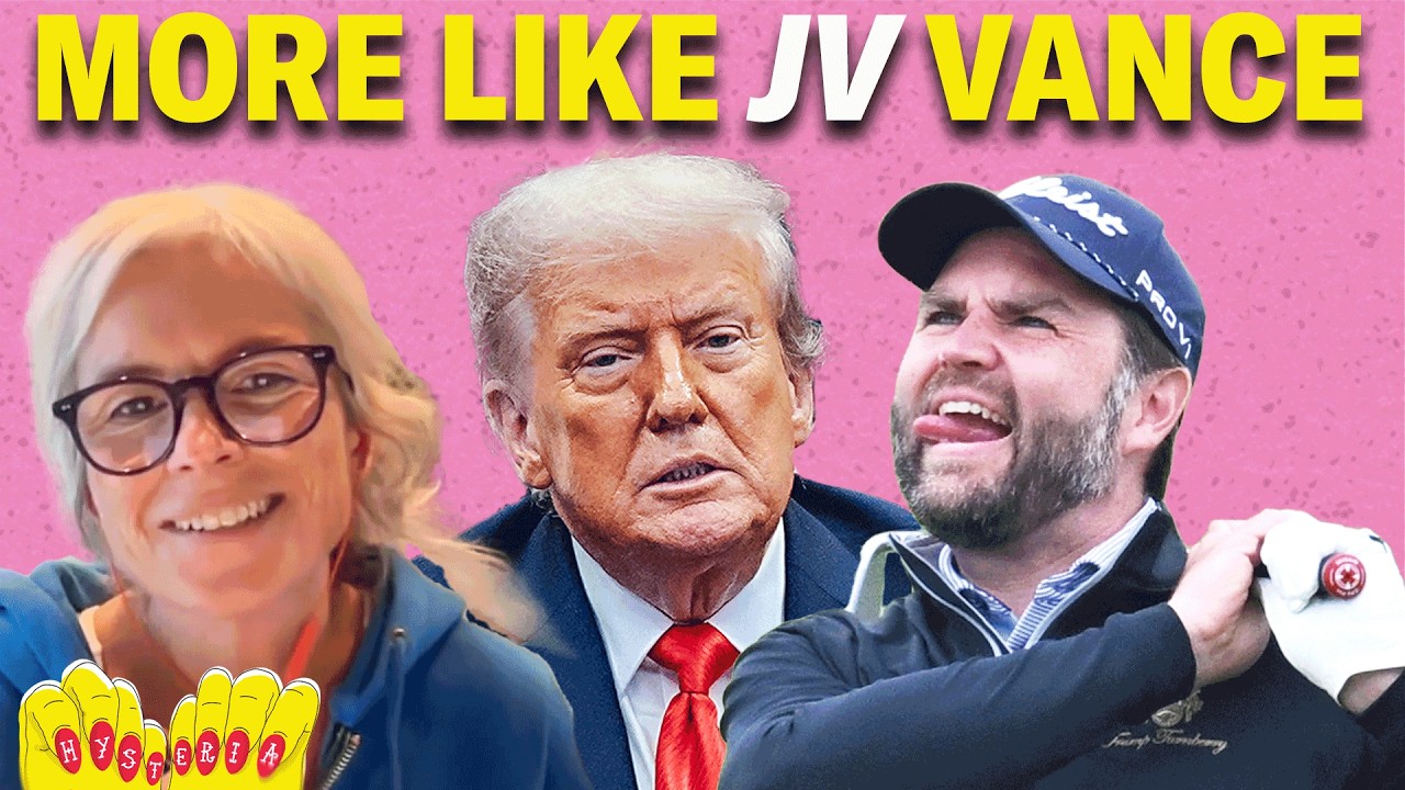 YouTube post by @hysteriapodcast for Article. Caption reads: Trump HATES Playing Golf With JD Vance Because HE....