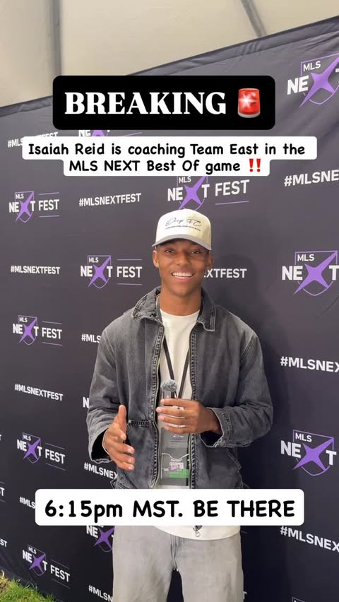Instagram post by @_isaiahreid_ for Major League Soccer. Caption reads: @_isaiahreid_ making his @mlsnext coaching debut....