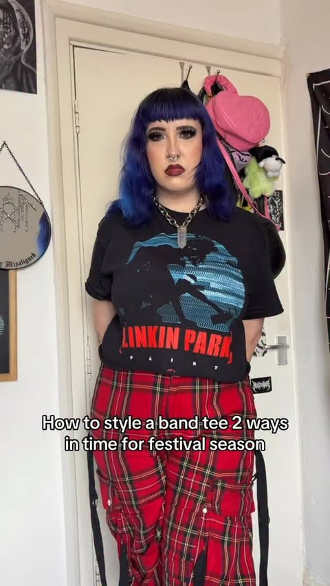 Instagram post by @c0ffinbunnii for Hell Bunny. Caption reads: [...] outfit details: Outfit 1- trousers....
