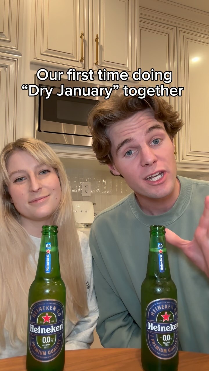 Instagram post by @mayaandhunter for Heineken US. Caption reads: This year, we’re doing Dry January in partnership....