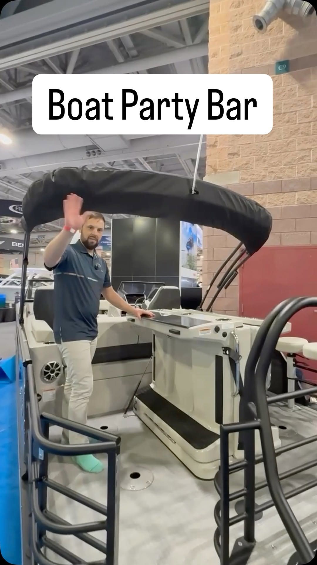 Instagram post by @patrick_njoa for Discover Boating. Caption reads: This pontoon boat has a party bar at the rear.....