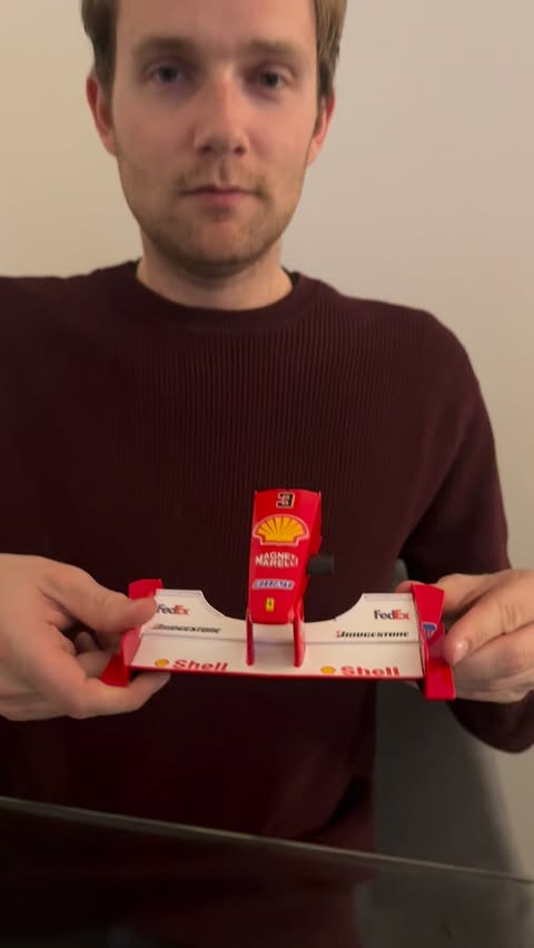 Instagram post by @tfjj for Fanhome. Caption reads: [...] F1-2000 Schumacher in 1:8 scale with....