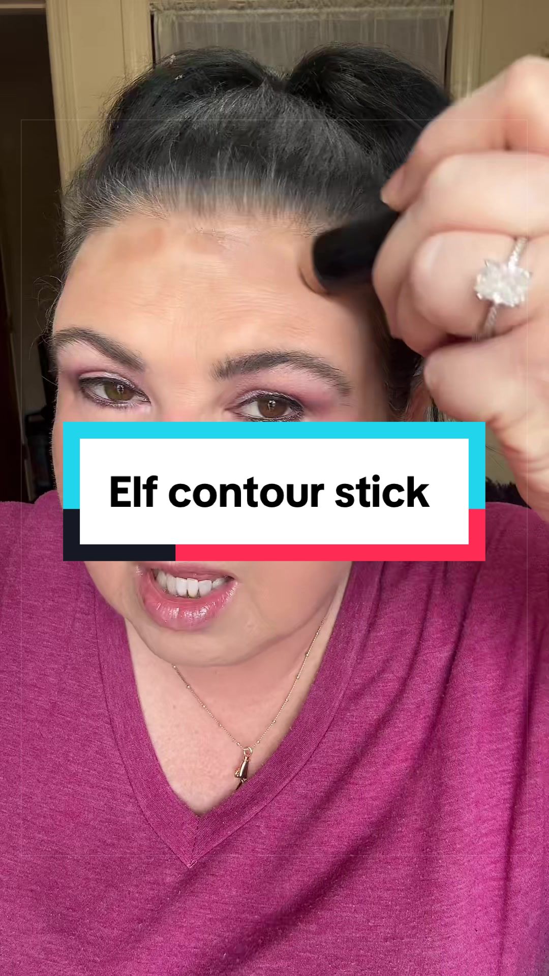 TikTok post by an influencer for e.l.f. Cosmetics. Caption reads: This contour stick by @e.l.f. Cosmetics it’s so....