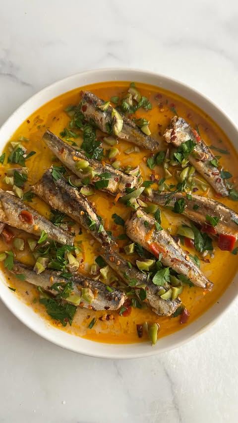 Instagram post by @moss_en_place for Patagonia Provisions. Caption reads: These spicy anchovies from @patagoniaprovisions....