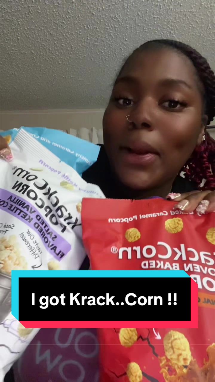 TikTok post by @all.things.lovelee for KrackCorn Popcorn. Caption reads: [...] you have something for everyone! @KrackCorn....