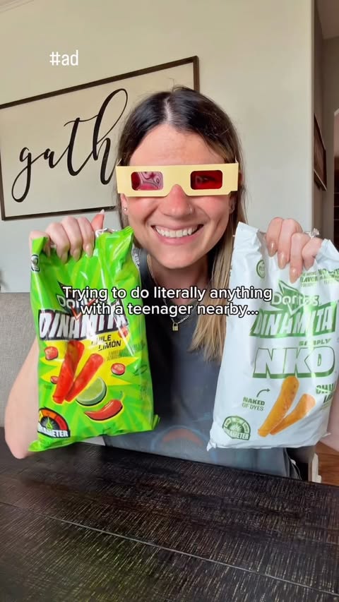 Instagram post by @practicallyperfectfamily for Doritos. Caption reads: [...] a blind taste test with the original DORITOS....