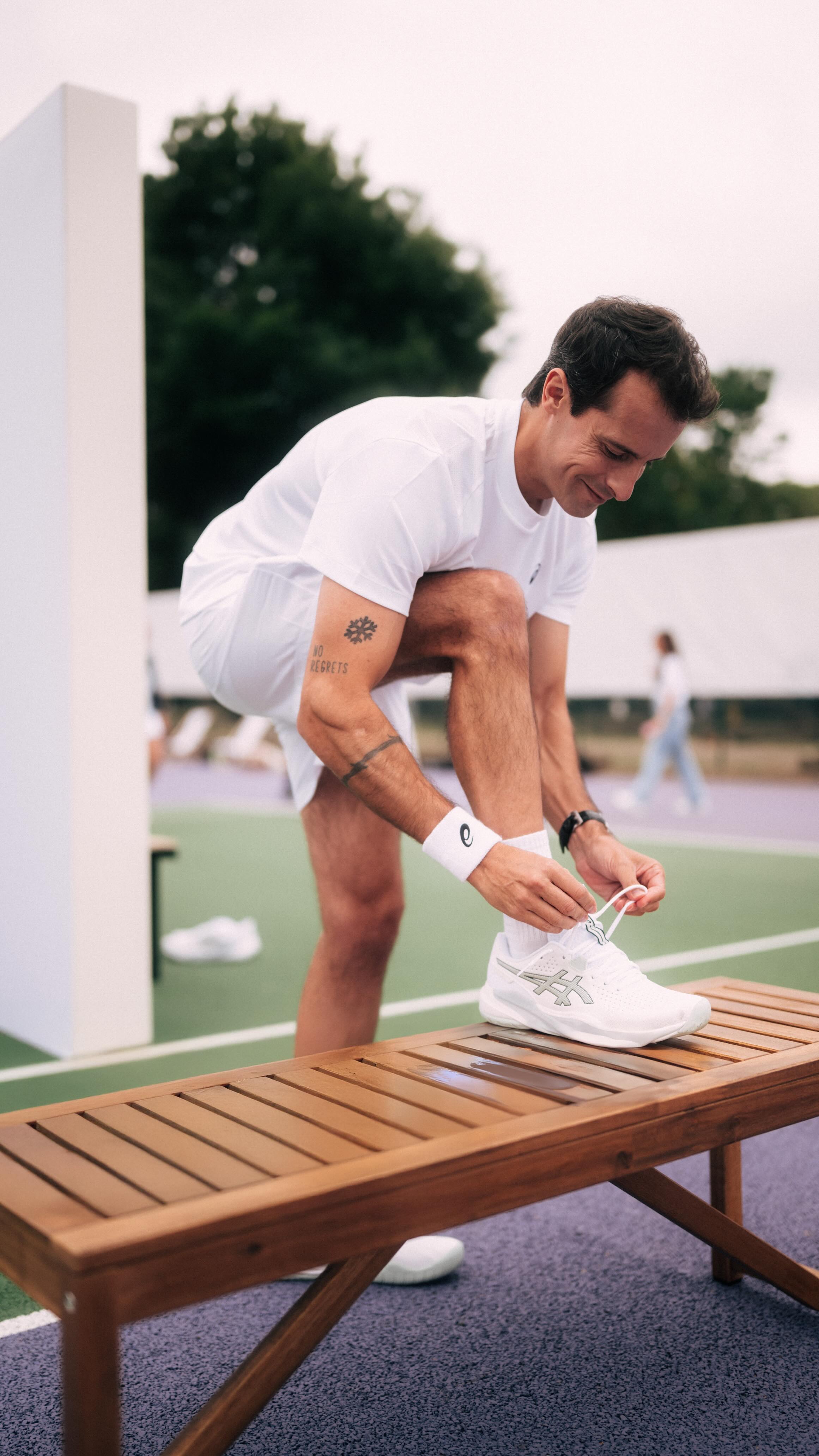 Instagram post by @vitalvillarrubia for Asics. Caption reads: Walking into a summer of tennis.🚶‍♂️‍➡️x....