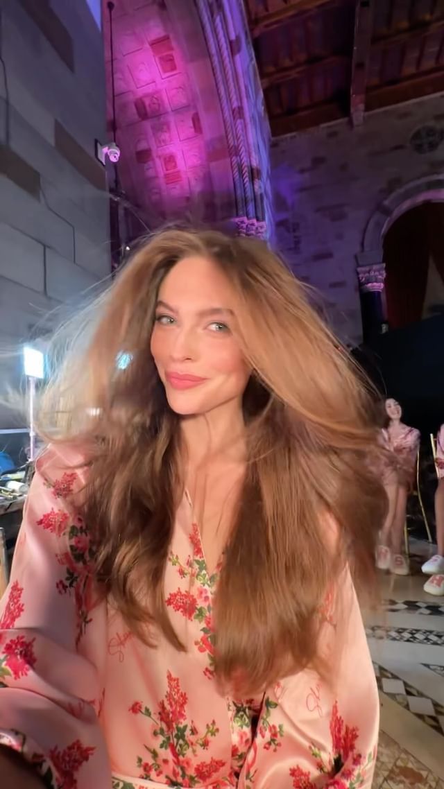 Instagram post by @heyitslanilynn for Sherri Hill. Caption reads: The indoor wind is a paid actor #sherrihill #nyfw....