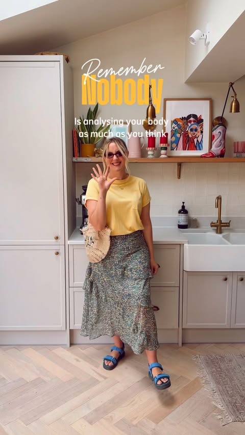 Instagram post by @leannedopaminedressing for White Stuff. Caption reads: [...] Skirt: @marksandspencer Tee: @whitestuffuk....
