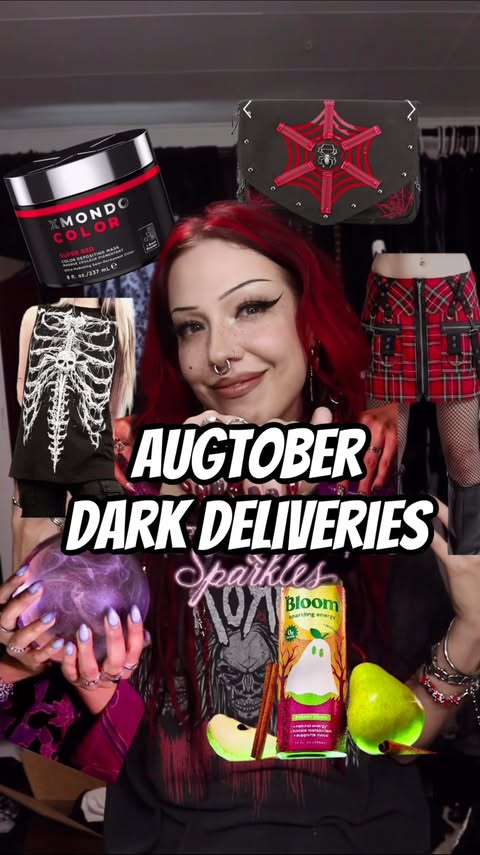 Instagram post by @mallgothmeg for Glamnetic. Caption reads: [...] sparkling energy drink is delicious!....