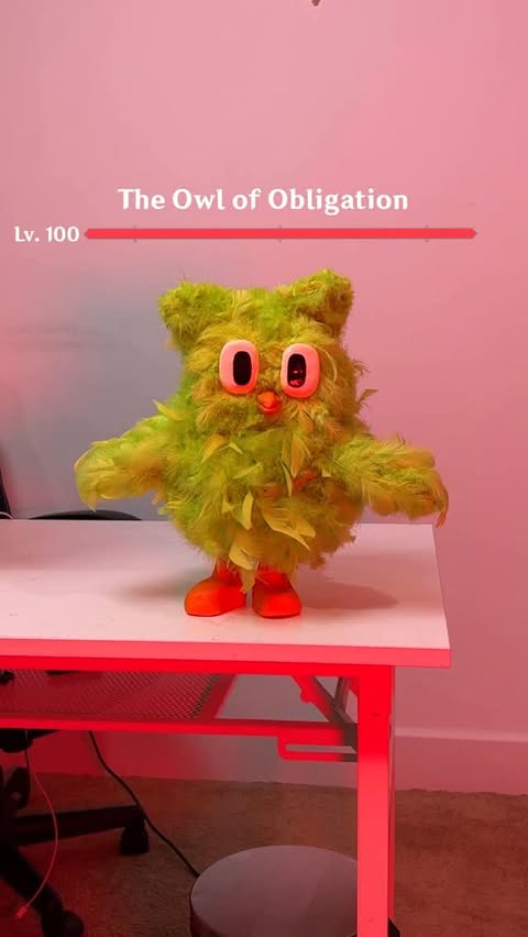 Instagram post by @justinyi_ for Duolingo. Caption reads: The final boss. Defeat his 3 day quest in the....