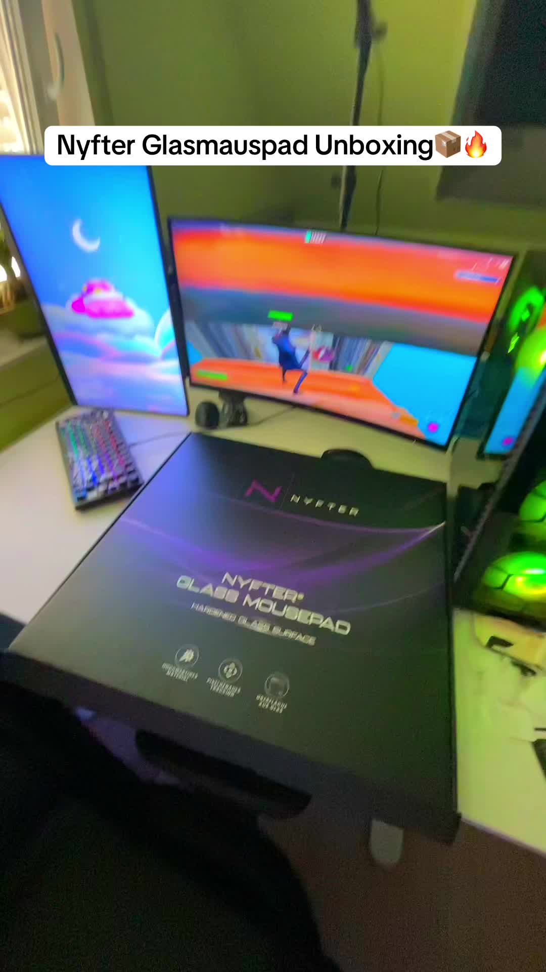 TikTok post by @lz_leazy for nyfter. Caption reads: Nyfter Glasmauspad Unboxing 🤝❤️📦@Nyfter [...].
