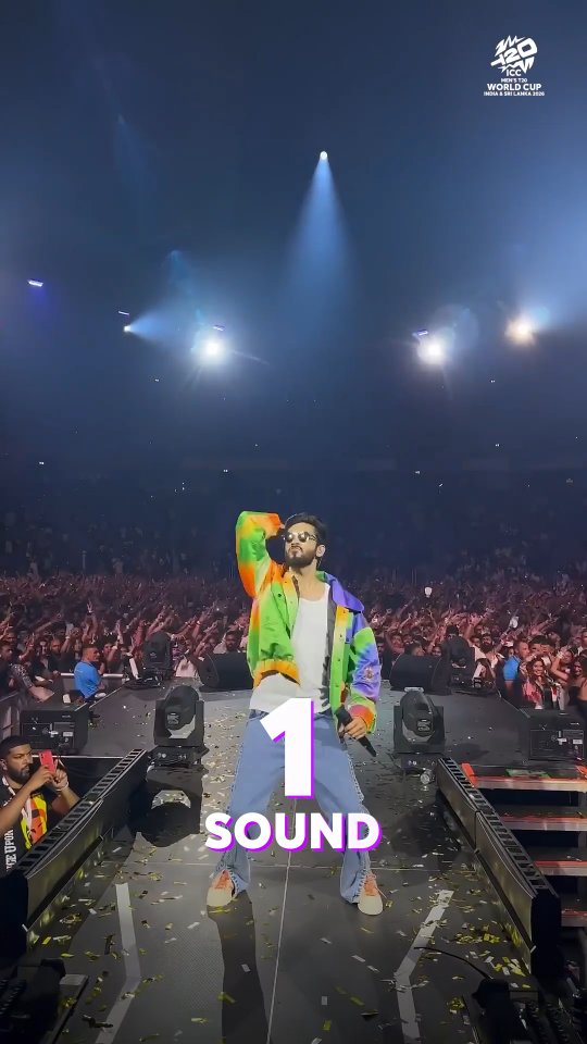 Instagram post by @anirudhofficial for ICC T20 World Cup. Caption reads: Before the roar of the crowds… Before the first....