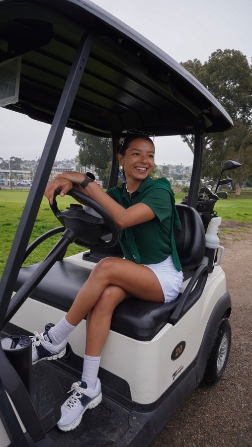 Instagram post by @happywithmeg for Russell Athletic. Caption reads: [...] another fun sport to my....