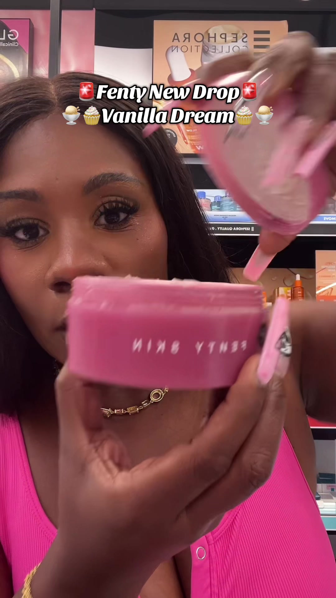 TikTok post by @logantheempress for Fenty Beauty. Caption reads: [...] whipped oil cream @Fenty Beauty @Fenty Skin....
