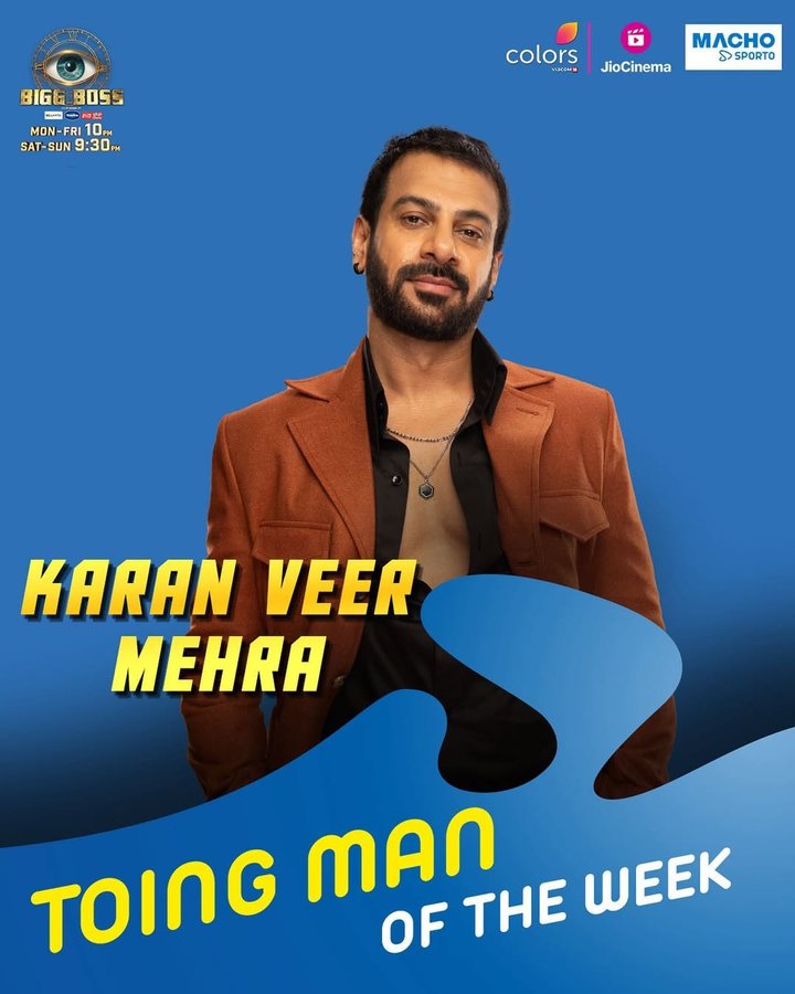 Instagram post by @karanveermehra for ColorsTV. Caption reads: All eyes on the champ! 👀🏅 Karan Veer Mehra wins....