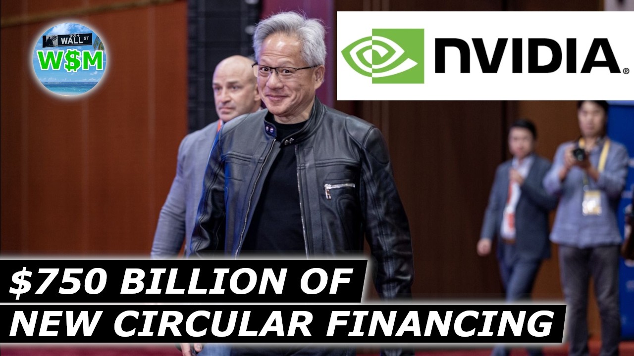 YouTube post by @wallstreetmillennial for Audio Library. Caption reads: Nvidia Quadruples Down On Circular Financing.