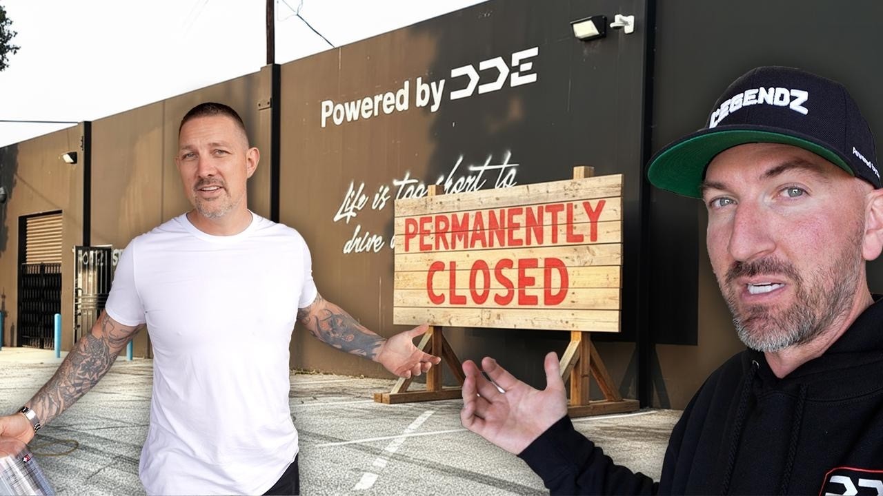 YouTube post by @DailyDrivenExotics for ROKFORM. Caption reads: WHY WE CLOSED THE DDE HQ....