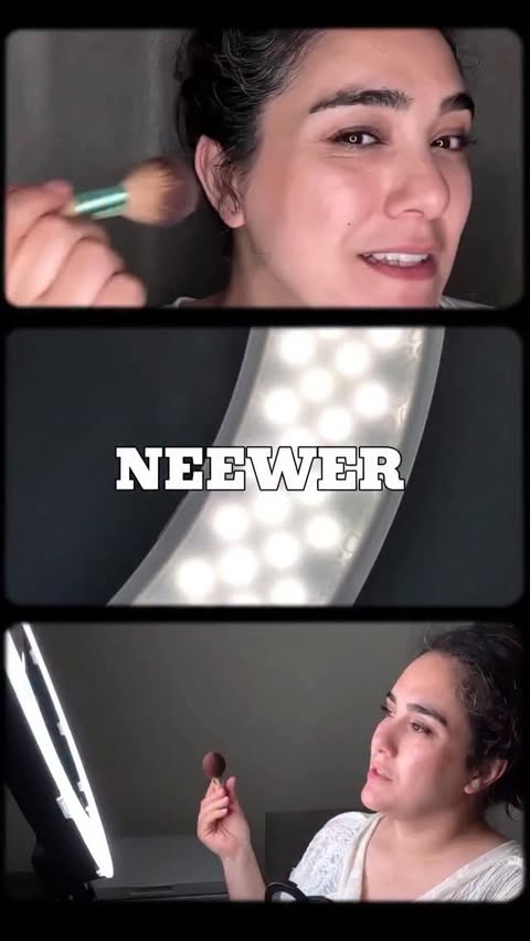 Instagram post by @asenainamerica for NEEWER. Caption reads: [...] right lighting changes everything. The....