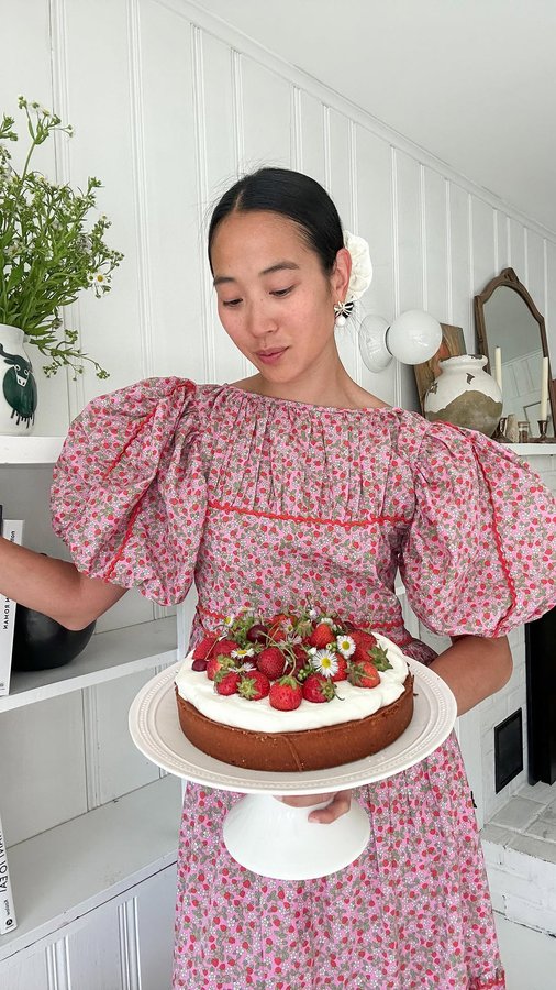 Instagram post by @phamgela for Loeffler Randall. Caption reads: The strawberry season window is short, but I’m....