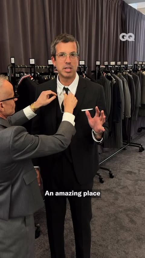 Instagram post by @willwelch for Thom Browne. Caption reads: GQ Bowl with @thombrowne - streaming live from SF....