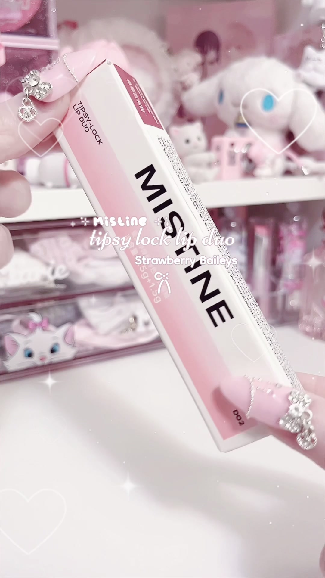 TikTok post by @mi.mipyon for Mistine. Caption reads: matte, glossy, or both 🍓🥰 @mistine.us #mistine....