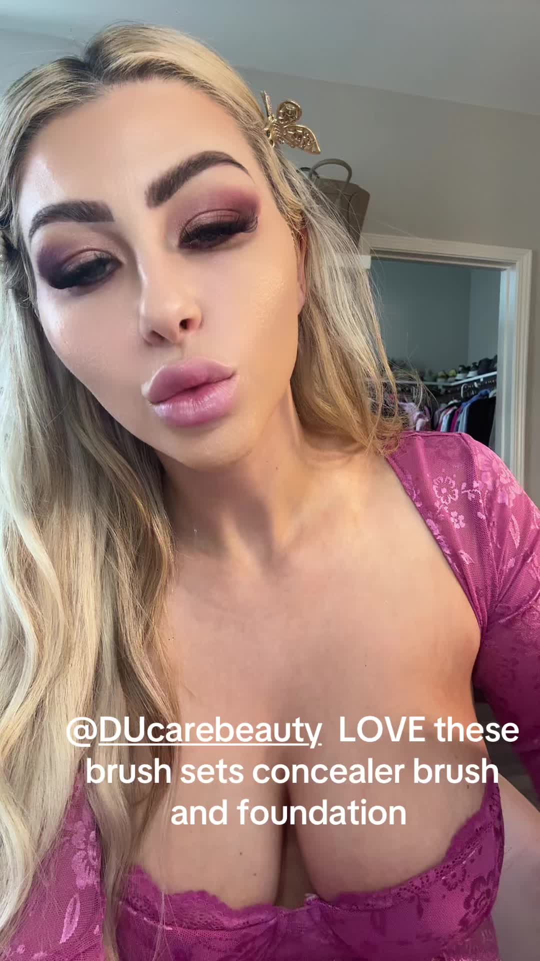 TikTok post by @missmelaniemartin1 for DUcare Beauty. Caption reads: [...] #musthave #makeuphaul @DUcare beauty....