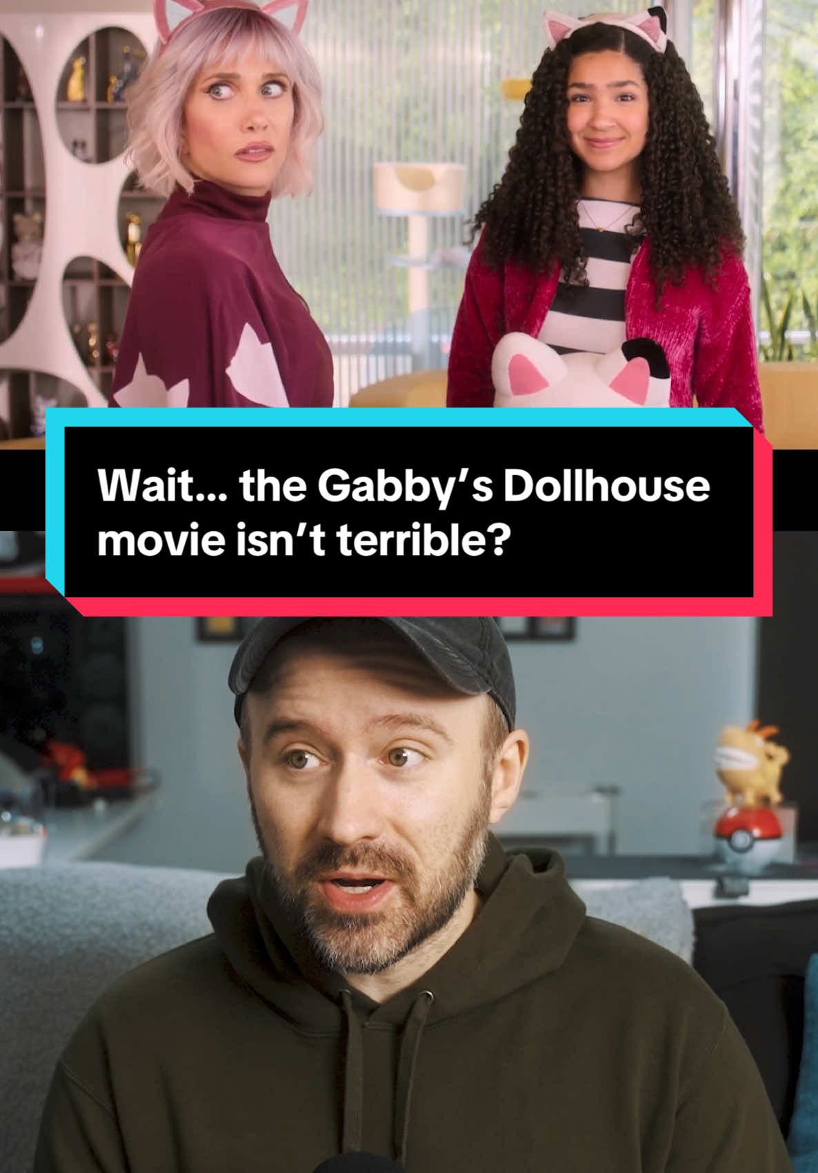 TikTok post by @timflick for DreamWorks. Caption reads: Wait…the Gabby’s Dollhouse movie isn’t terrible?....