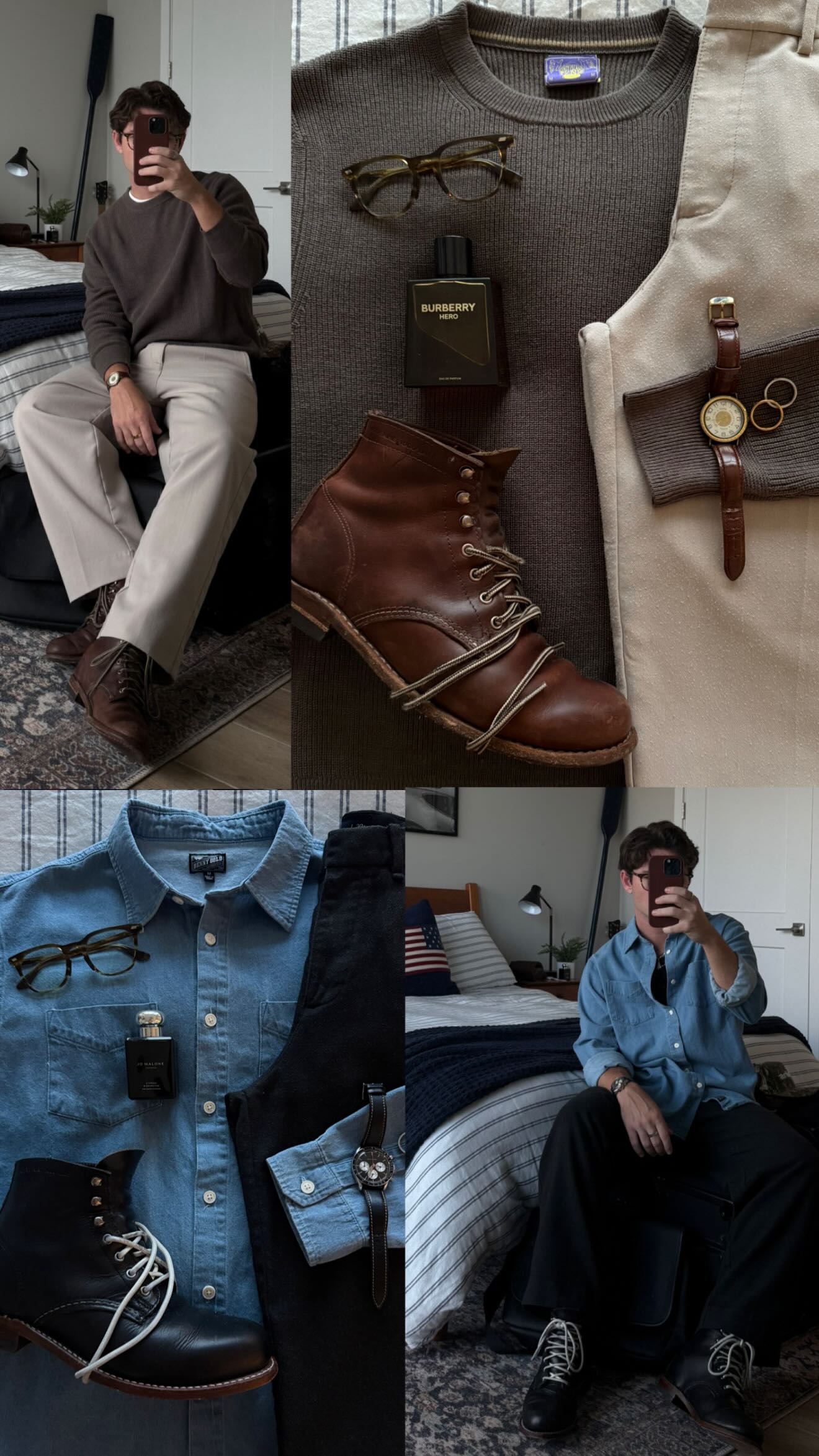 Instagram post by @kian.mccaffrey for ThreadBeast. Caption reads: fall outfits doubled with @threadbeast.