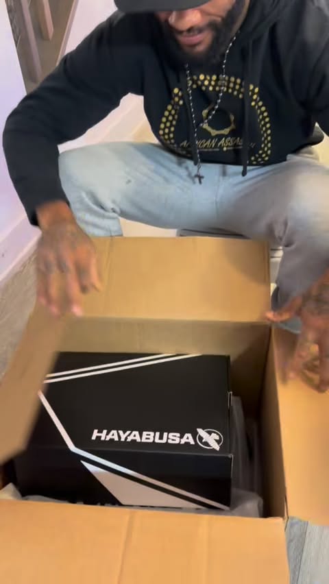 Instagram post by @african_assassin_mma for Hayabusa Fightwear. Caption reads: #hayabusa #mma #boxing #partnership #dreambig....