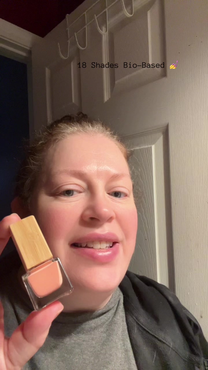 TikTok post by @loricichanowicz for Habit Cosmetics. Caption reads: Habit Cosmetics | Nail Polish Breathable Bio based....