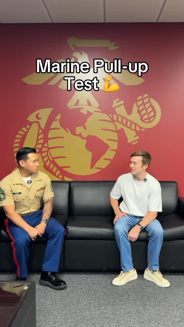 Instagram post by @iandgunther for Marines. Caption reads: Pull-up challenge with a Marine! Make sure to....