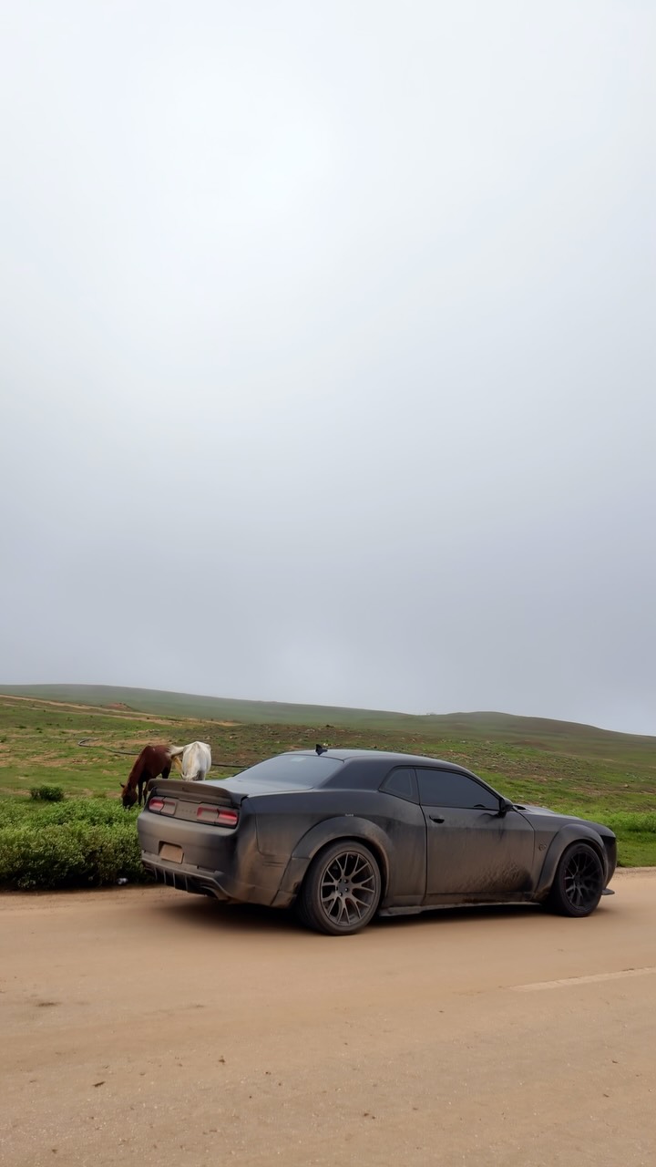 Instagram post by @dark.scat2020 for Dodge. Caption reads: Some horses are out for lunch....