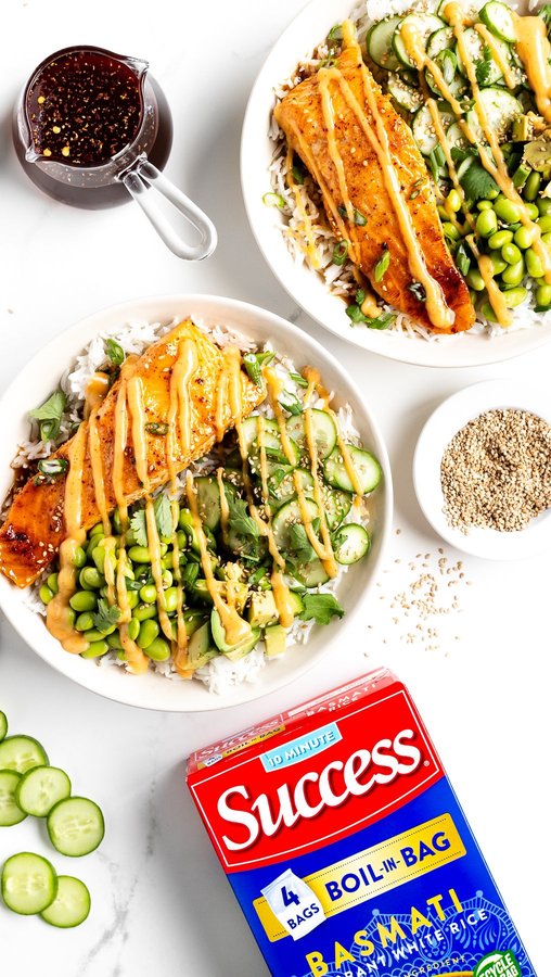 Instagram post by @doublethespoonfuls for Success Rice. Caption reads: Comment “recipe” and I’ll send it right to you or....