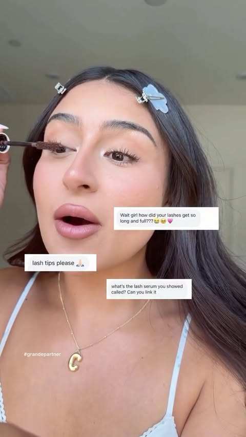 Instagram post by @catalinatrez for Grande Cosmetics. Caption reads: [...] me genuinely AMAZING results! 😭💗....