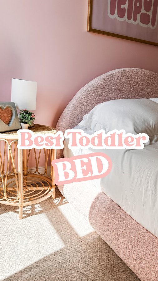 Instagram post by @jordyn_wilson_ for Softframe Designs. Caption reads: Toddler bed of my dreams ✨💕 comment “Bed”’if you....