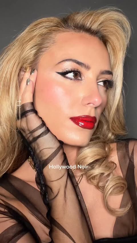 Instagram post by @victorialyn for NARSCosmetics. Caption reads: Red carpet eyes, siren lips, main-character energy....