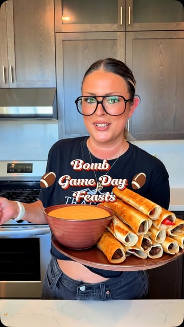 Instagram post by @malinda.rocha for Traeger Grills. Caption reads: [...] Cheesesteak flautas on my new @traegergrills....