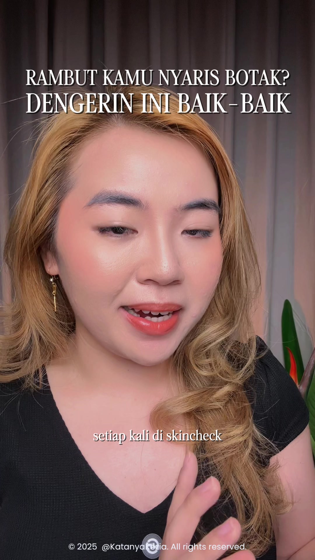 TikTok post by @katanyakezia for Natur. Caption reads: Rambutmu sering rontok dan nyaris botak? Jujur....