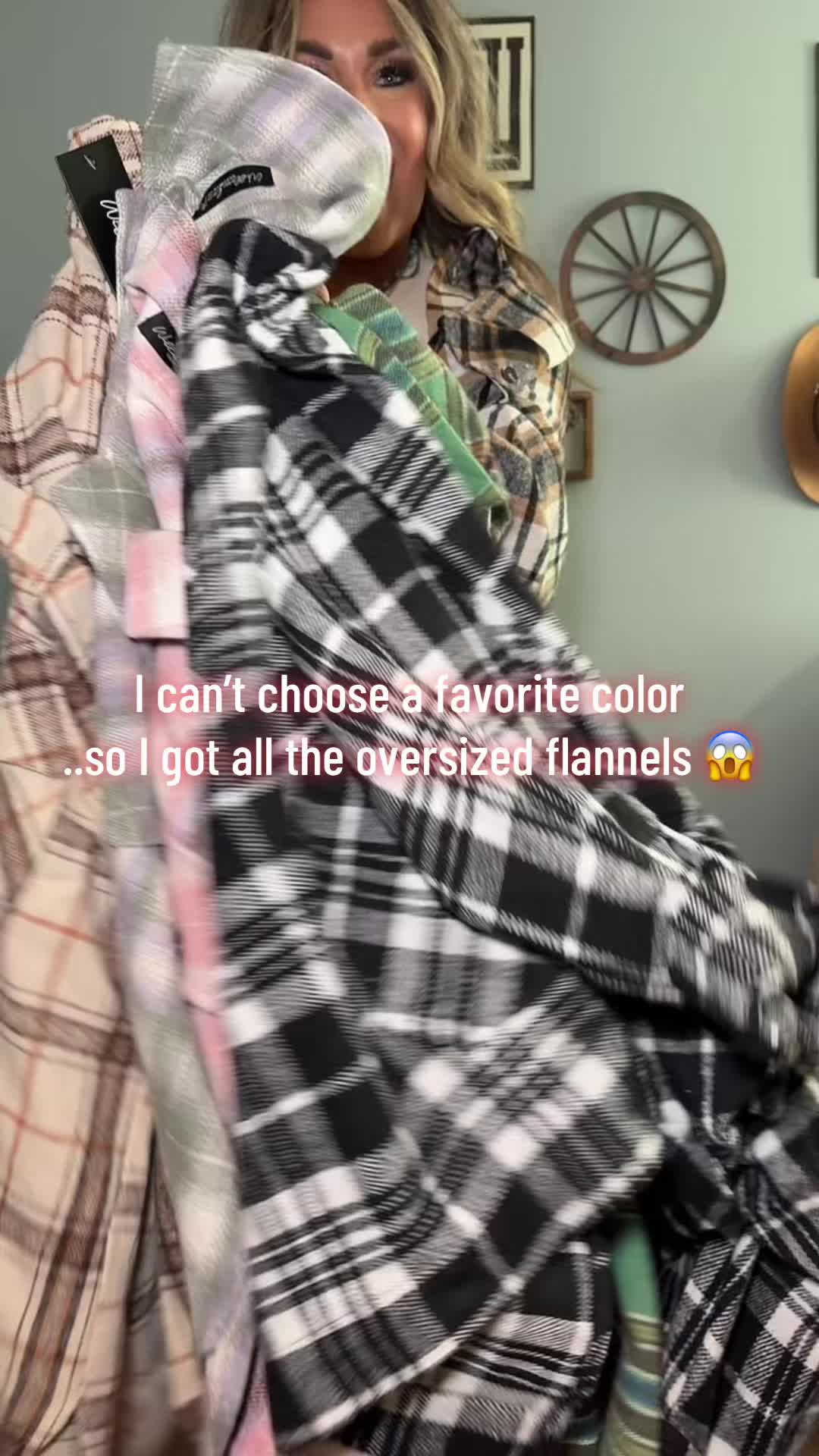 TikTok post by @youseekait_style for Willow Boutique. Caption reads: [...] get all the oversized flannels 👏🏽 @Willow....
