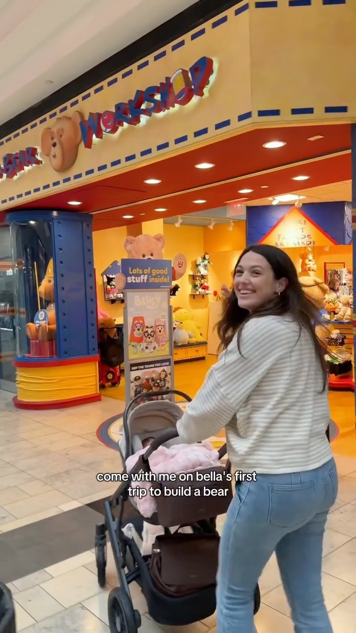 Instagram post by @monicagartner for Build-A-Bear. Caption reads: Bella’s first @buildabear trip....