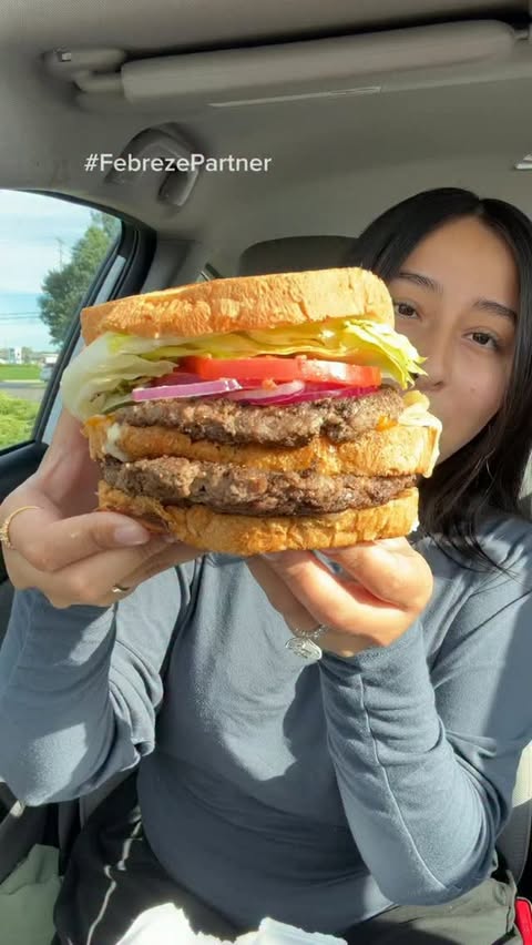 Instagram post by @dondecierra for Febreze. Caption reads: #FebrezePartner I love making food videos in the....