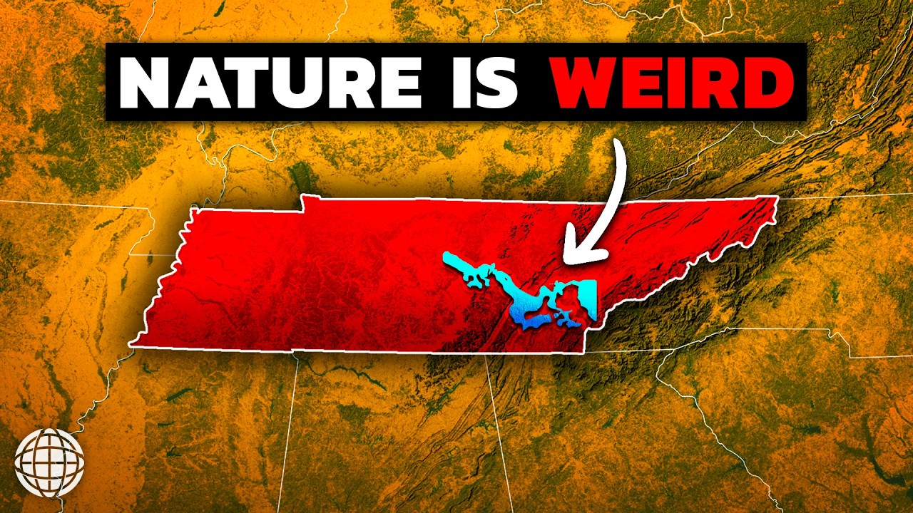 YouTube post by @GeographyByGeoff for Freepik Contributor. Caption reads: The Massive Anomaly Hiding in Tennessee.