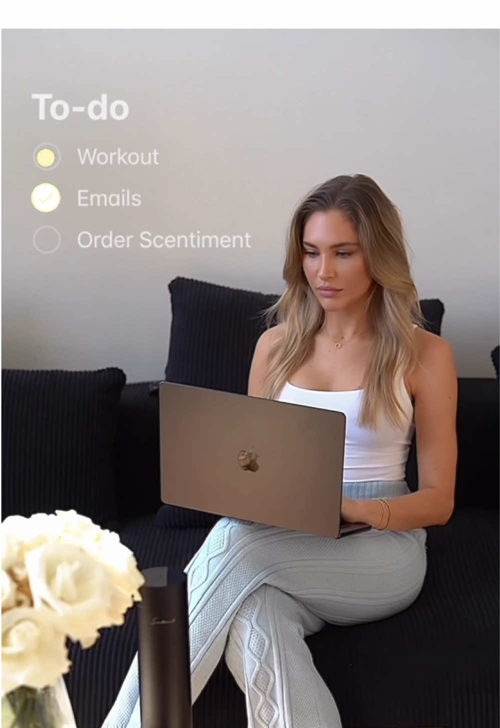 TikTok post by @thelifeoflibs for Scentiment. Caption reads: Officially hacked adulthood😌 @Scentiment Turning....