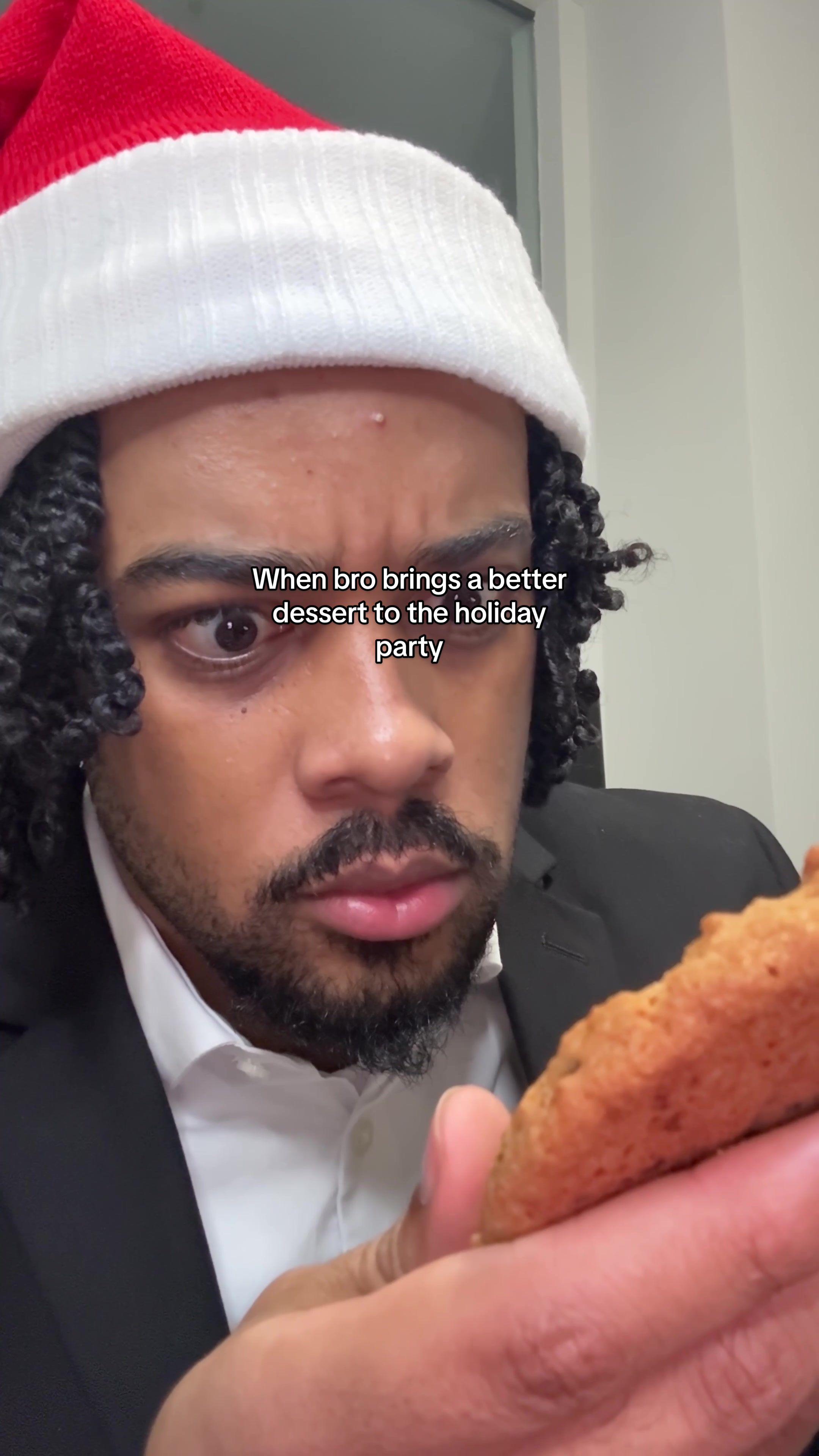 TikTok post by @mileshampton for Insomnia Cookies. Caption reads: [...] the holiday party #insomniapartner....