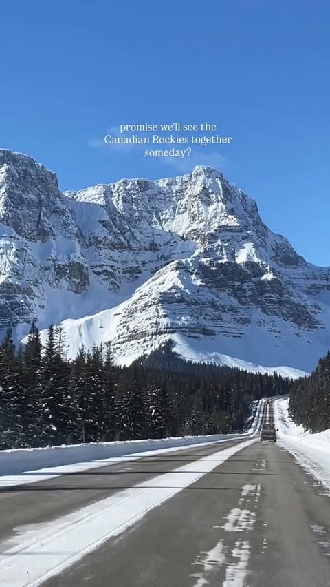 Instagram post by @wilderness_kay for Travel Alberta. Caption reads: The scenic route 😌 to explore IN the Rockies....